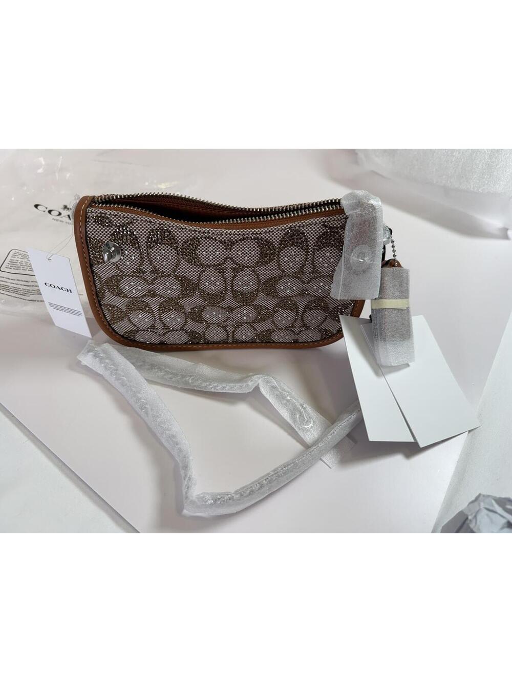 NWT Coach Crystal Embellished Swinger 20 Shoulder Bag Burnished Amber Leather - Picture 4 of 10